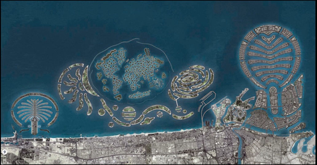 Пальмовые острова, Дубай - расположение